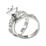 Sterling Silver Cubic Zirconia Bridal Set Ring