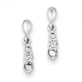 Sterling Silver Polished CZ Post Dangle Earring